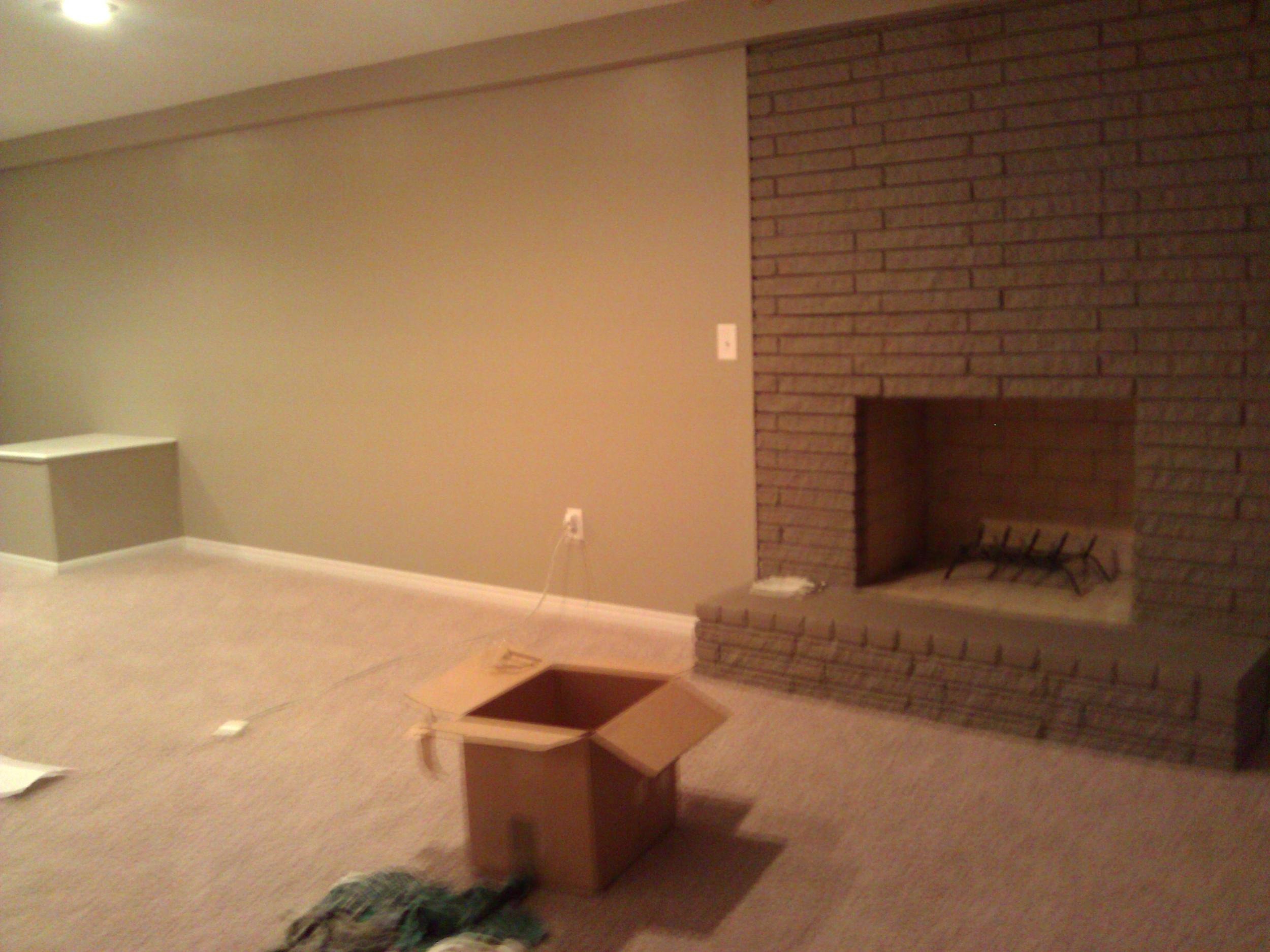 The basement hearth, on the right as you enter the basement from the garage.