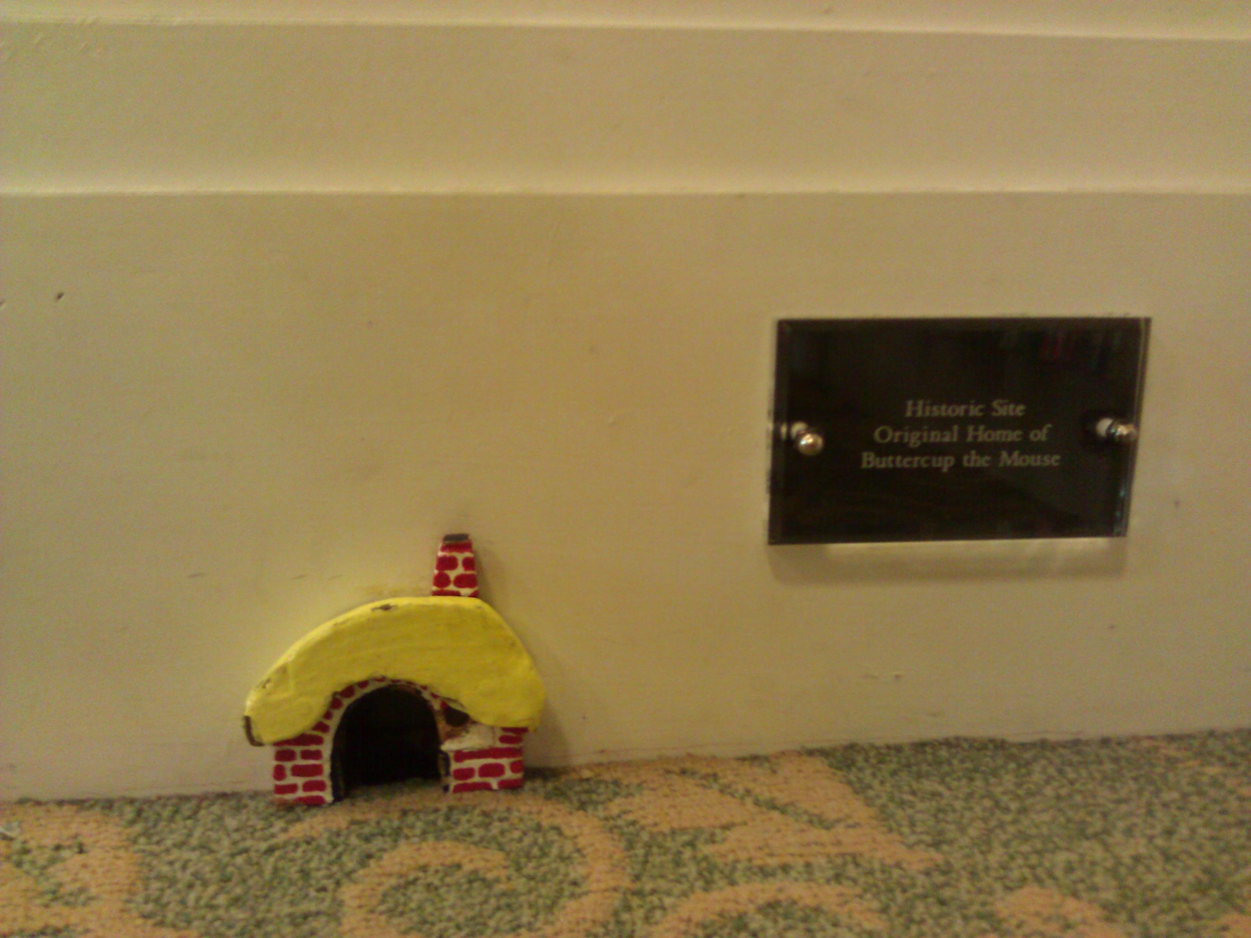 A snazzy mouse house in the children's section.