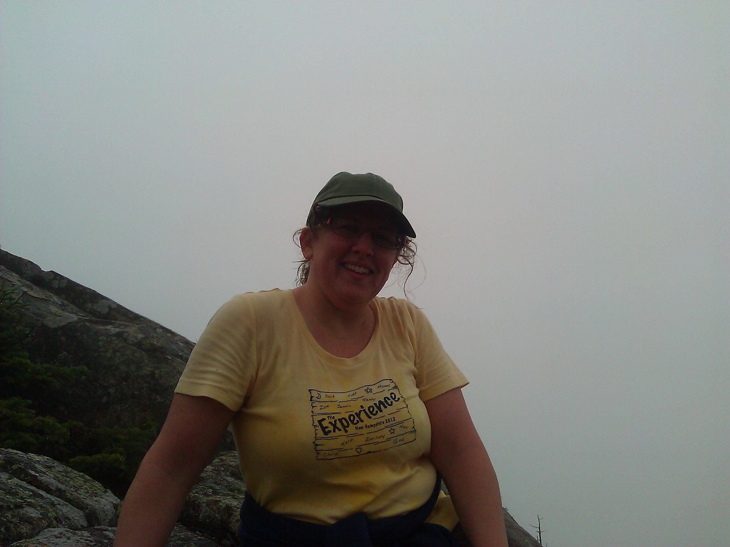 Gina with the Mountains of Maine in the background...or the Mountains of Canada...who the heck knows...