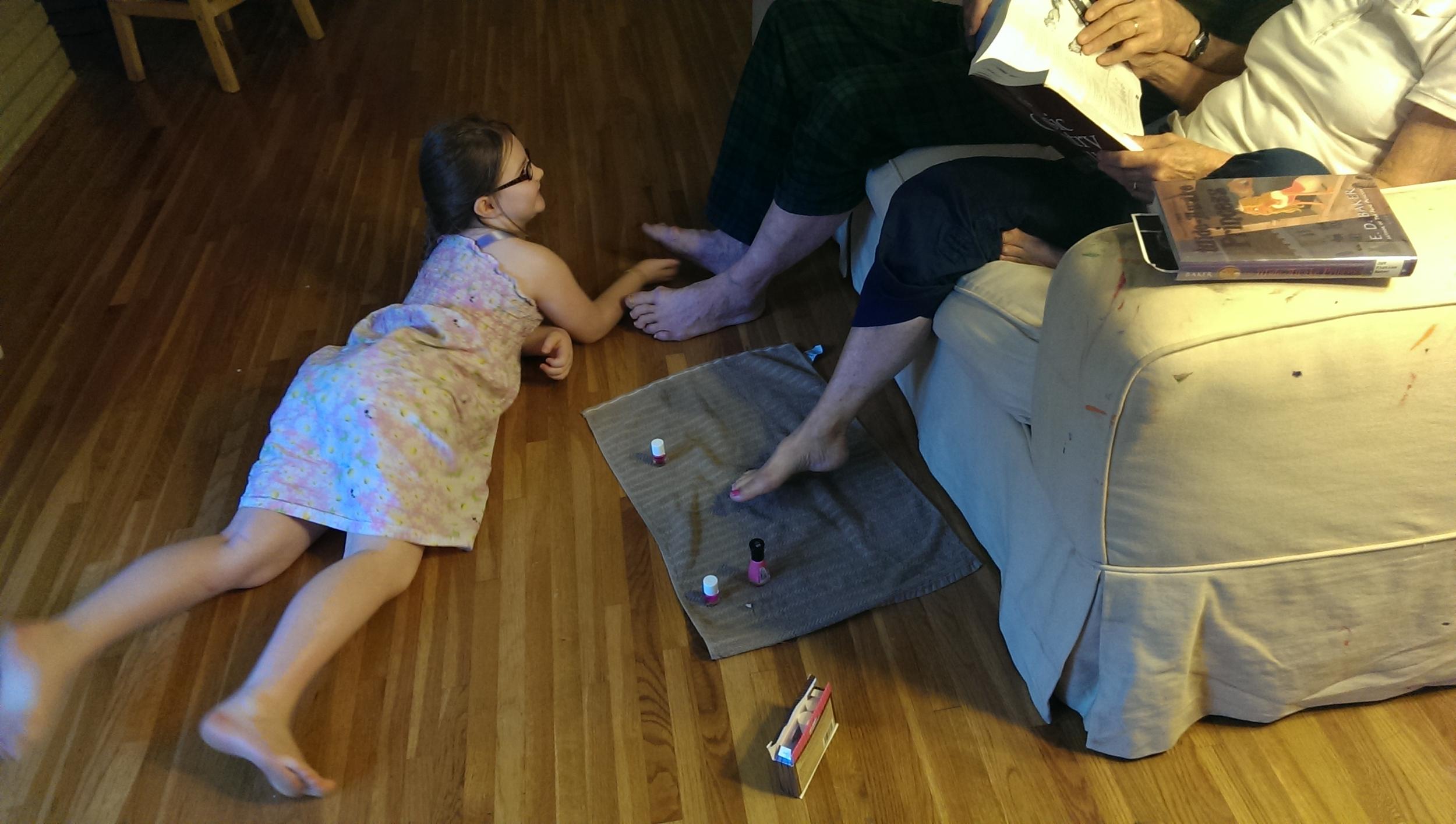 A never before seen sight: Nonni getting her toenails painted.