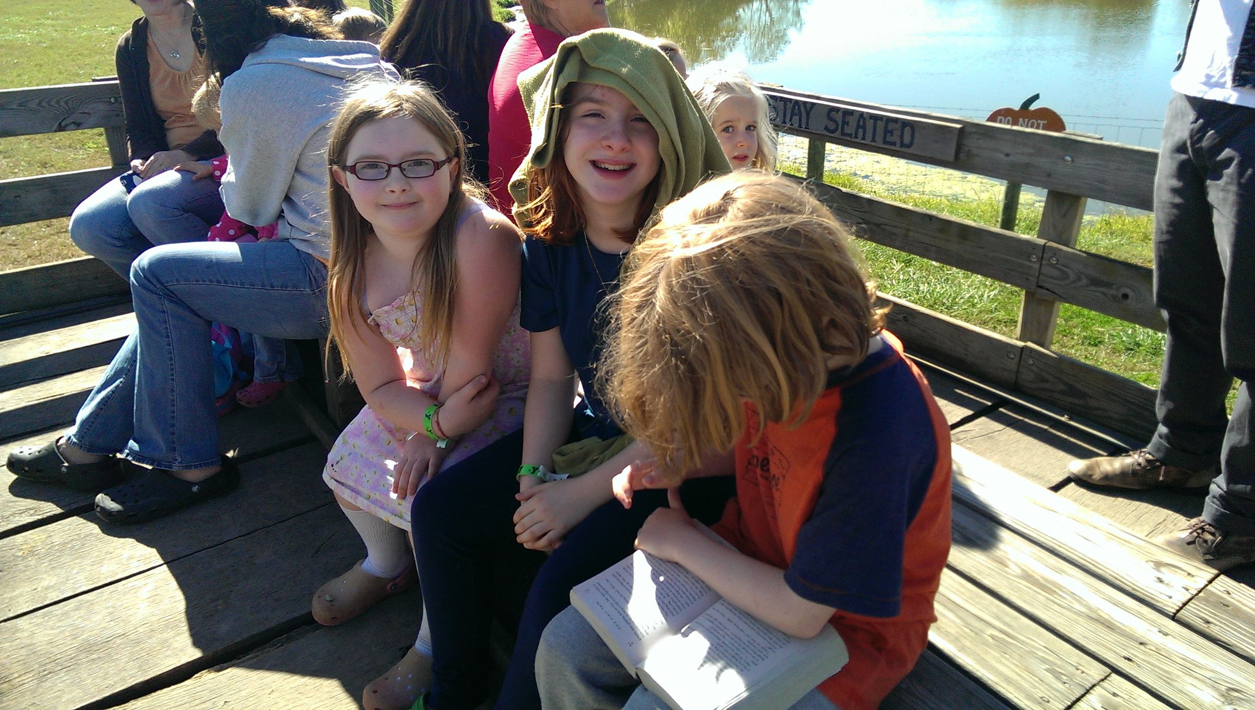 Waiting for the hayrack ride to begin.