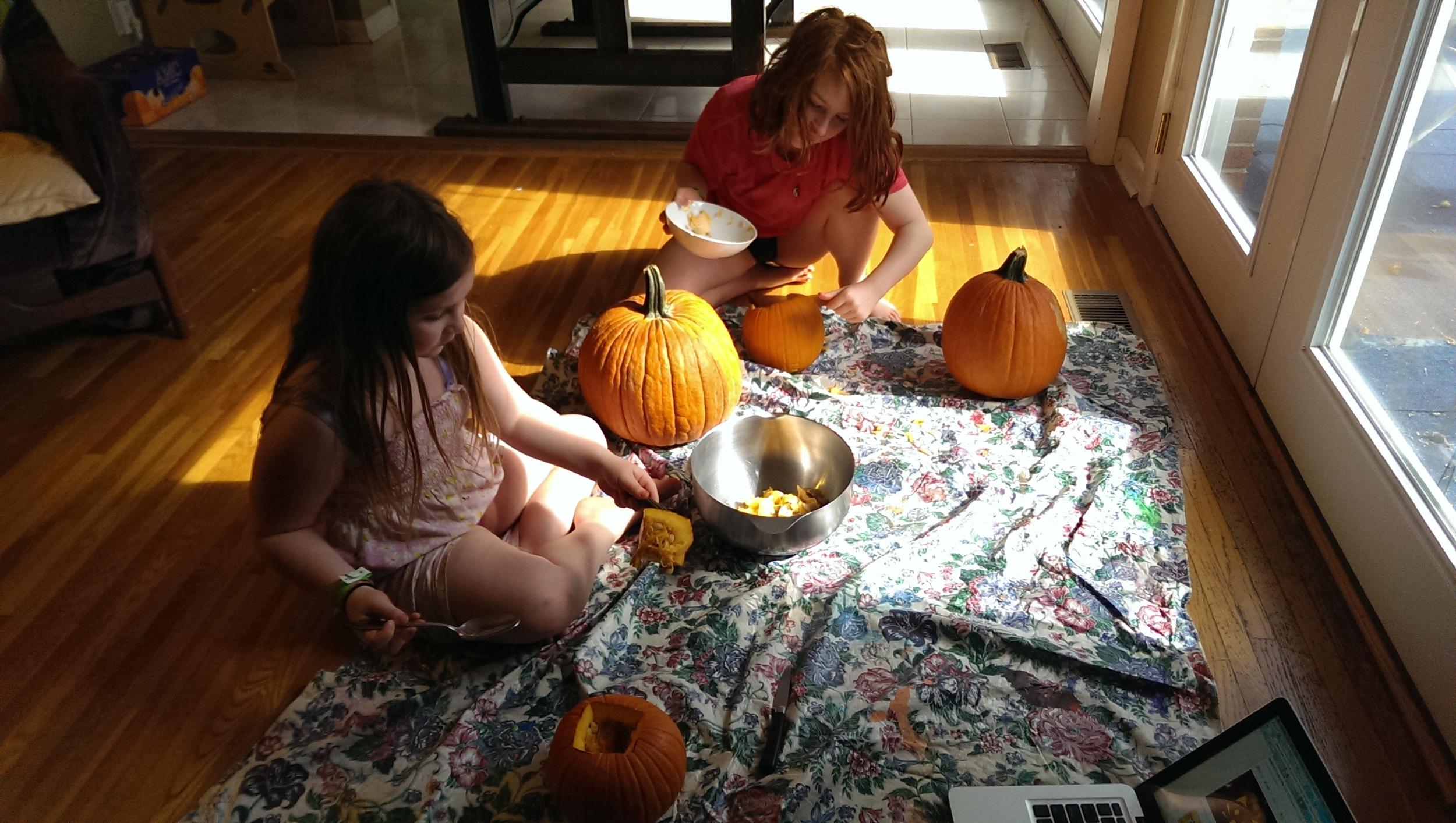 We carved pumpkins.