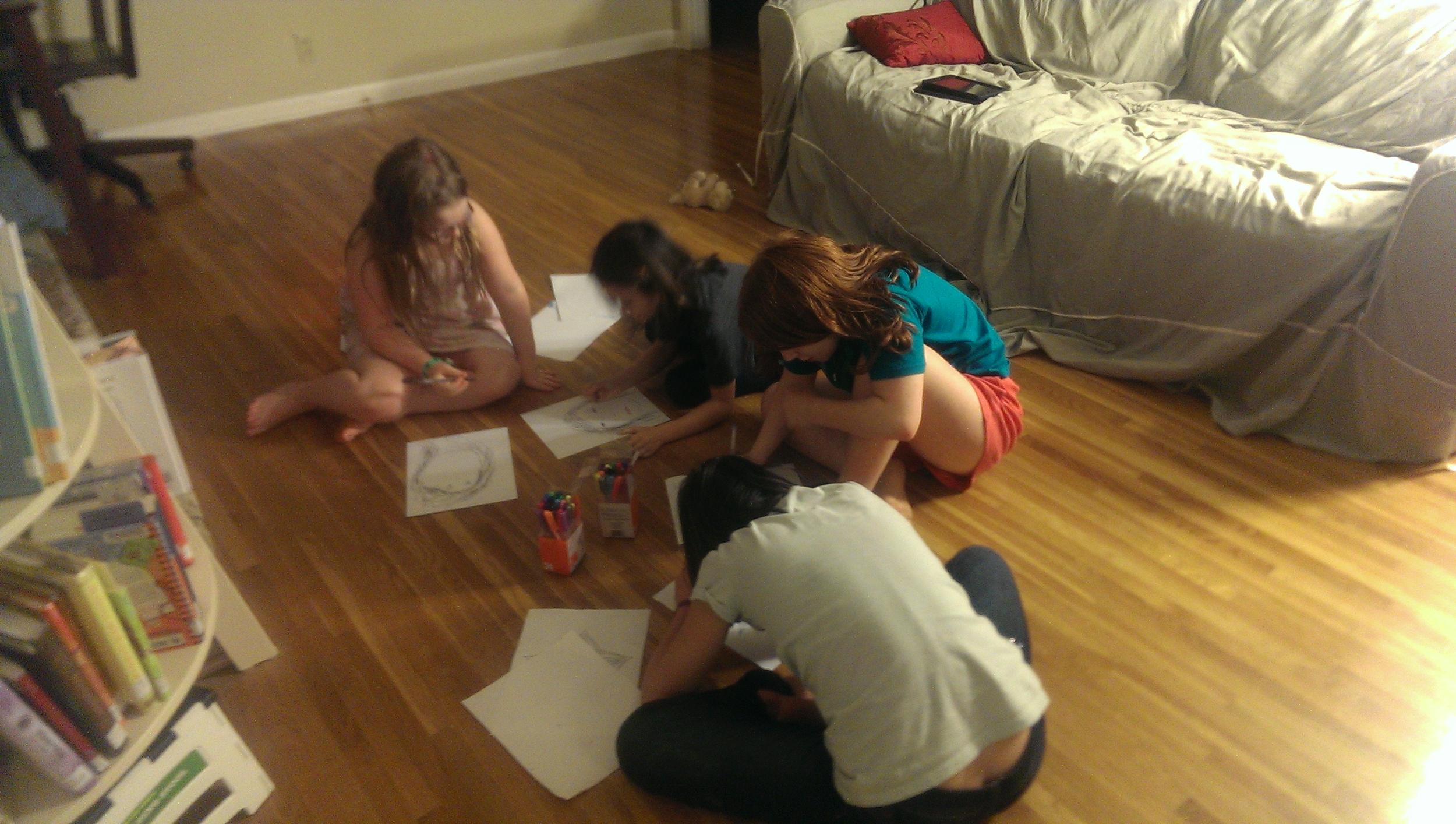 Crafting and creating together.