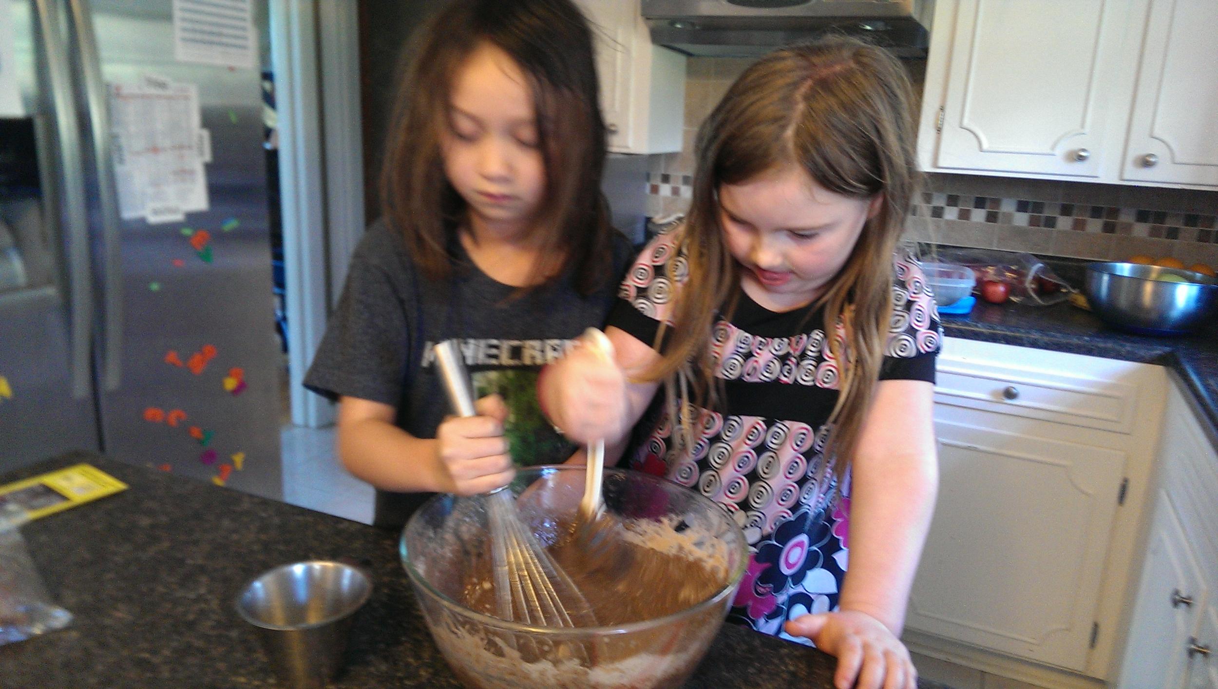 Making the cake.