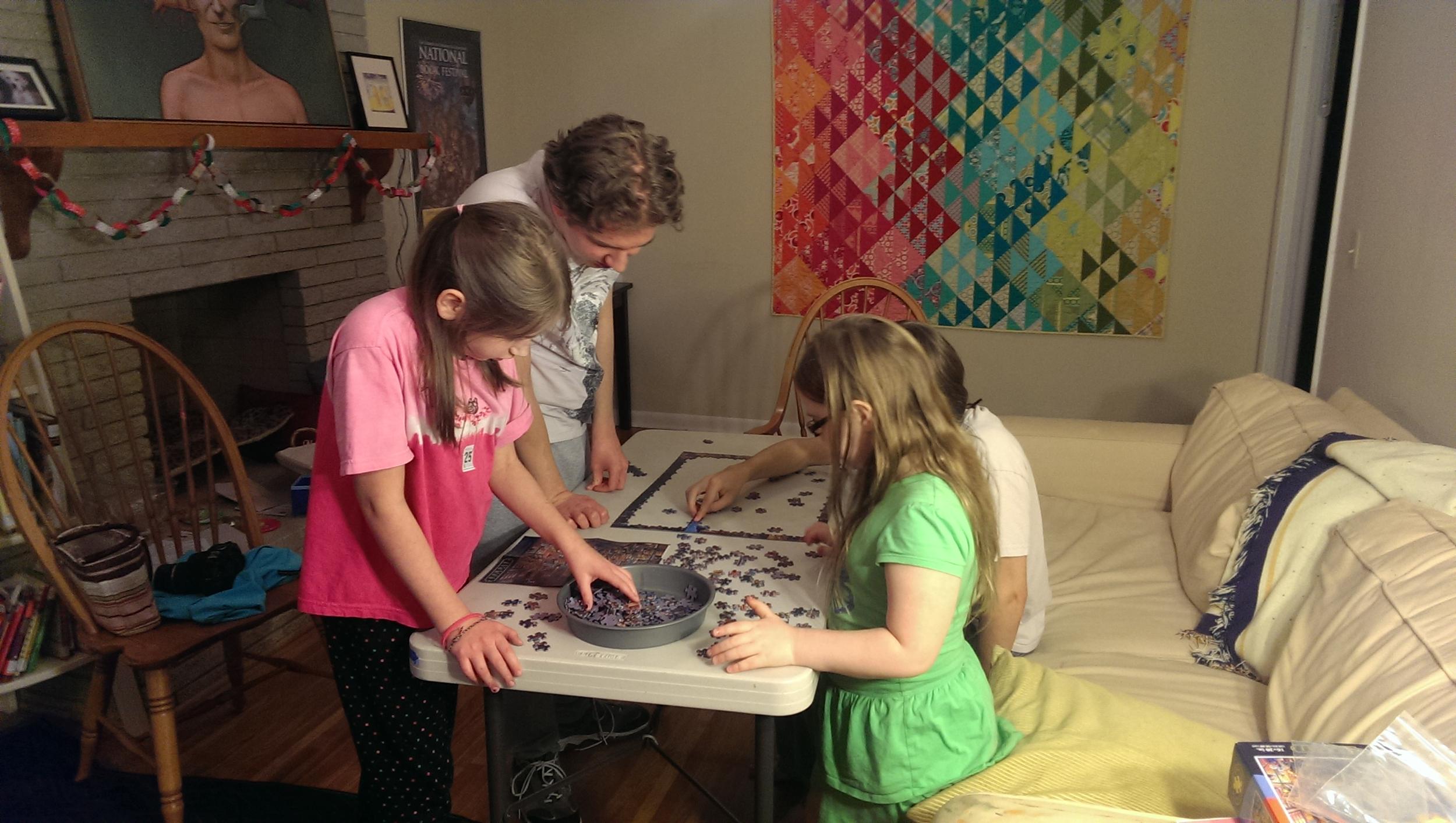 Puzzles were a multi-age treat.