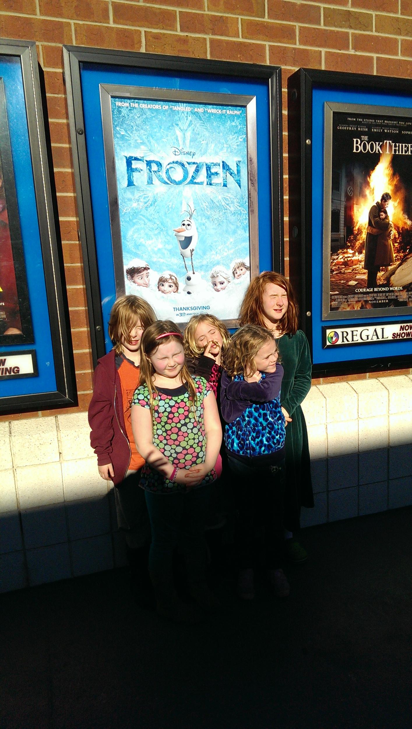 It was sunny, but freezing, when we saw Frozen.