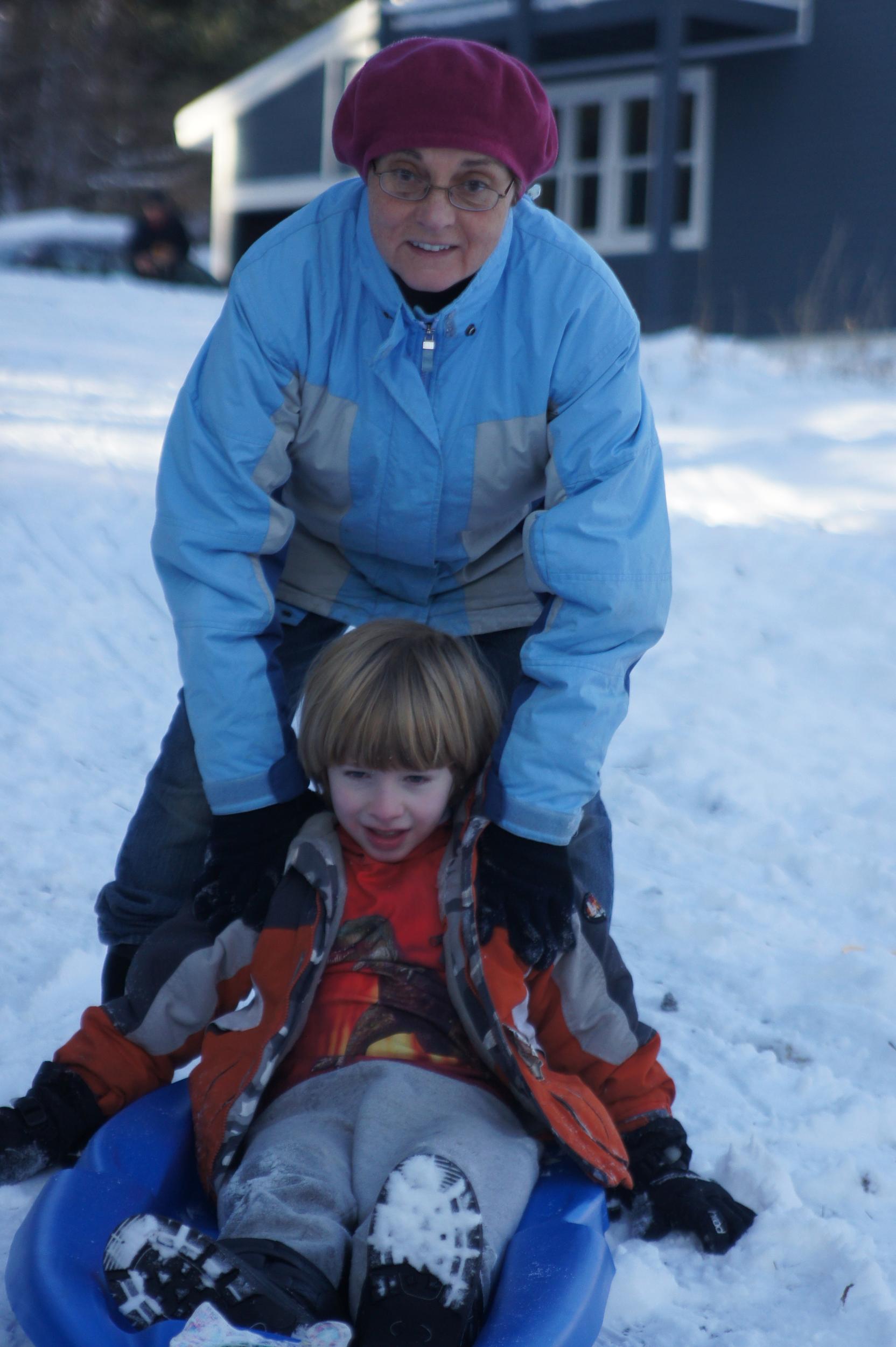 Nonni ready to push off in the winter snow.