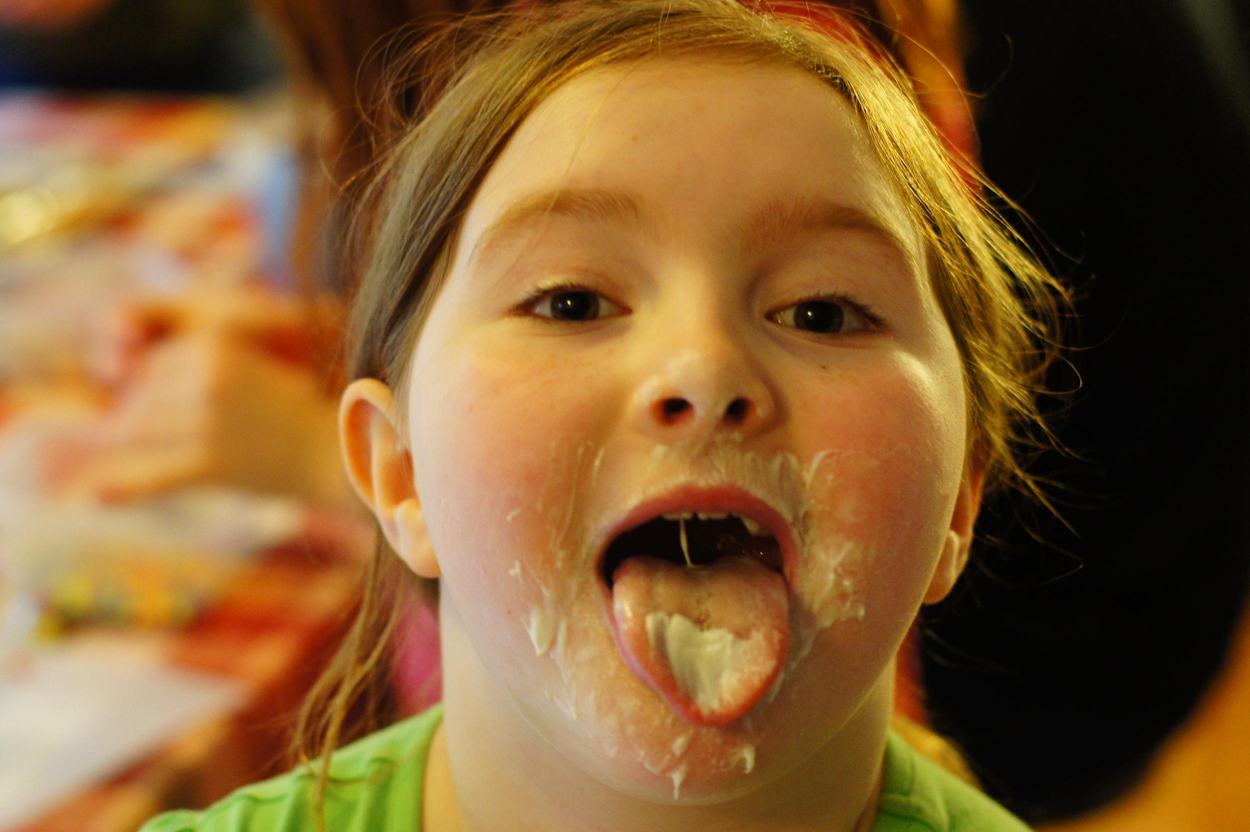 Frosting face.