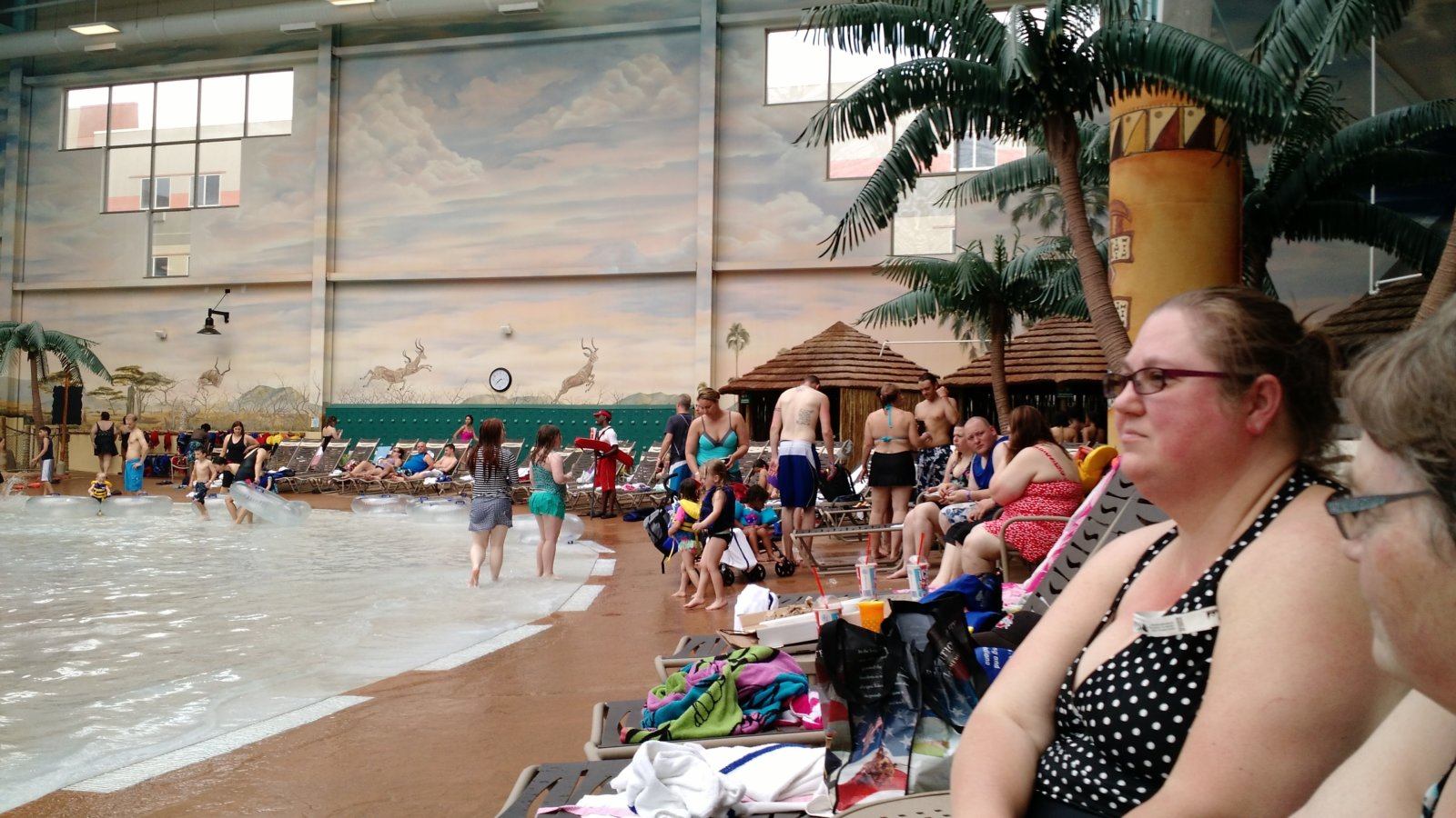 The sisters headed off to the water rollercoaster.