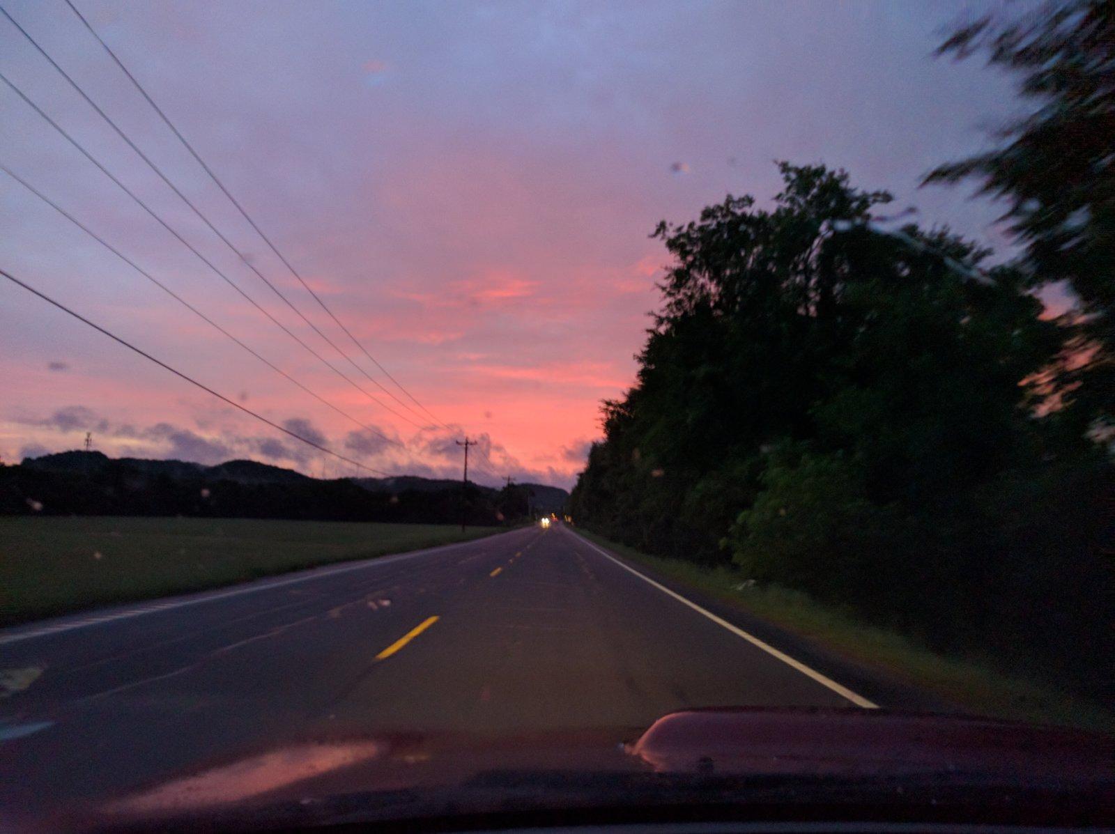 Greeting the sun on our drive.