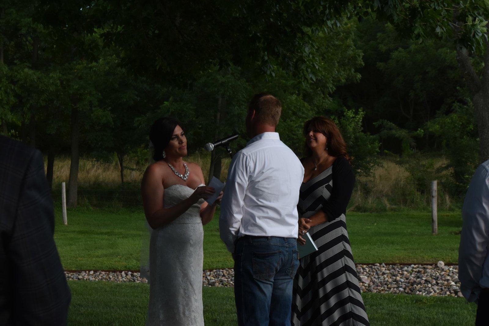 Tearing up during their vows.