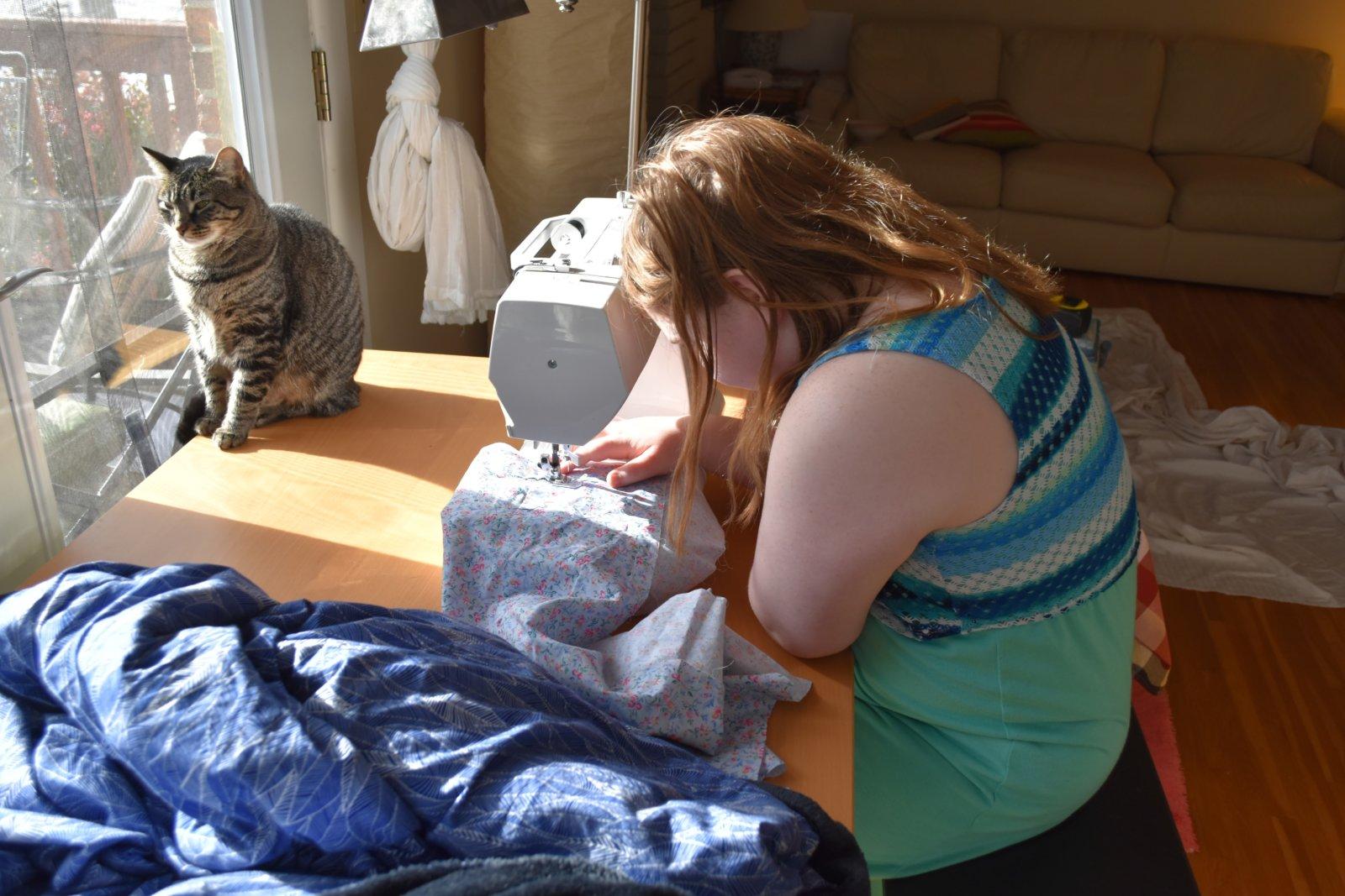 MoonStar used to just sit nearby while we sewed.